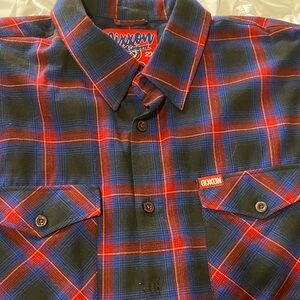 DIXXON Men's Bold Red and Blue Checkered Shirt 2XL